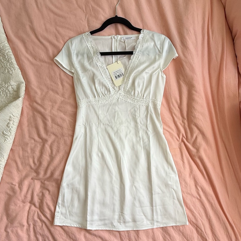 Peppermayo French Oasis Lace Trim White Dress